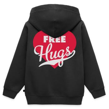 Free Hugs - Sweat Premium à capuche zippé enfant bio - noir - Dos - AI Model Kid Male (0cm)