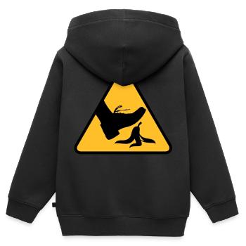 Rutschgefahr mit einer Banane - Kinder Premium Organic Zip Hoodie - Schwarz - Hinten - AI Model Kid Male (0cm)