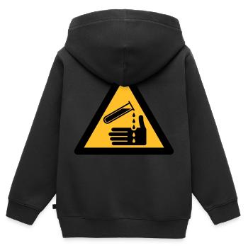 Gefahrensymbol - Ätzend (2-farbig) - Kinder Premium Organic Zip Hoodie - Schwarz - Hinten - AI Model Kid Male (0cm)