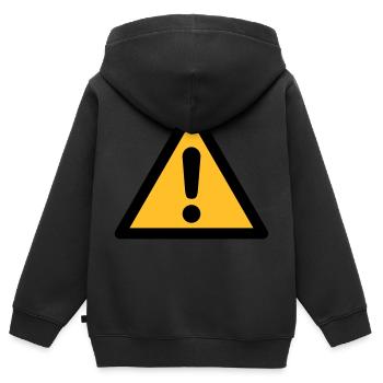 Symbole de danger - Danger général (2 couleurs) - Sweat Premium à capuche zippé enfant bio - noir - Dos - AI Model Kid Male (0cm)