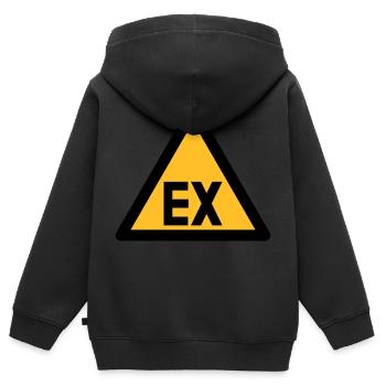 Symbole de danger - danger d'explosion (2 - Sweat Premium à capuche zippé enfant bio - noir - Dos - AI Model Kid Male (0cm)