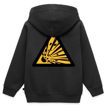 Gefahrensymbol - Sprengstoffe (2-farbig) - Kinder Premium Organic Zip Hoodie - Schwarz - Hinten - AI Model Kid Male (0cm)