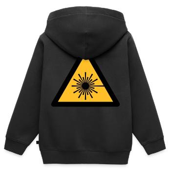 Gefahrensymbol - Laser-Licht (2-farbig) - Kinder Premium Organic Zip Hoodie - Schwarz - Hinten - AI Model Kid Male (0cm)
