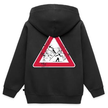 Achtung, nordische Kombinierer! (used) - Sweat Premium à capuche zippé enfant bio - noir - Dos - AI Model Kid Male (0cm)
