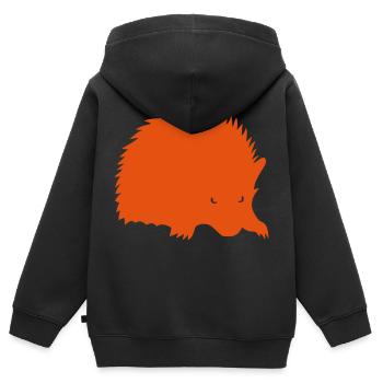 herisson Silhouette Schatten - Kinder Premium Organic Zip Hoodie - Schwarz - Hinten - AI Model Kid Male (0cm)