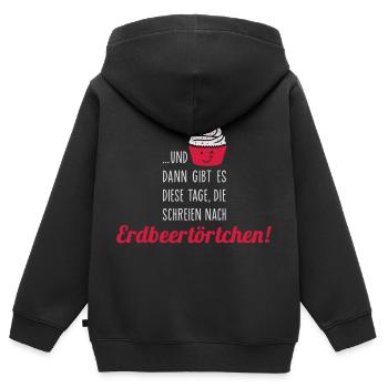 Erdbeer Törtchen Tage - Cupcake - Muffin - Sprüche - Kinder Premium Organic Zip Hoodie - Schwarz - Hinten - AI Model Kid Male (0cm)