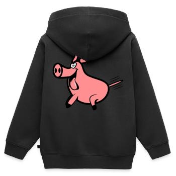 Plaisir de porc - Sweat Premium à capuche zippé enfant bio - noir - Dos - AI Model Kid Male (0cm)