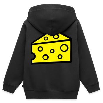 Käse - Kinder Premium Organic Zip Hoodie - Schwarz - Hinten - AI Model Kid Male (0cm)