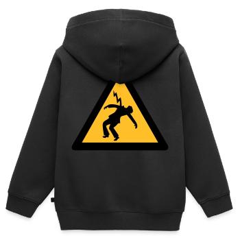 elektriker blitzschlag signalisiert gefahr - Kinder Premium Organic Zip Hoodie - Schwarz - Hinten - AI Model Kid Male (0cm)