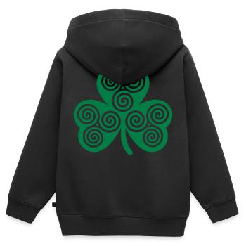 Kleeblatt - Kinder Premium Organic Zip Hoodie - Schwarz - Hinten - AI Model Kid Male (0cm)