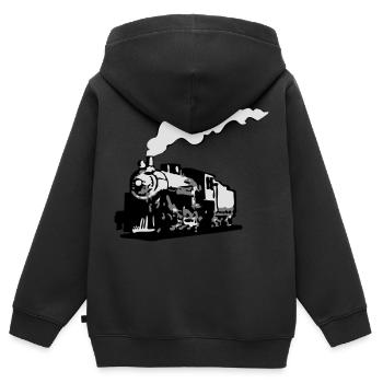 dampflok eisenbahn lokomotive romantik - Kinder Premium Organic Zip Hoodie - Schwarz - Hinten - AI Model Kid Male (0cm)