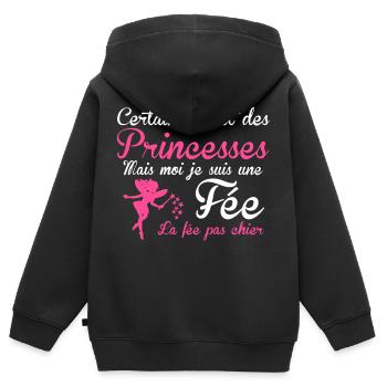 la fée pas chier - Sweat Premium à capuche zippé enfant bio - noir - Dos - AI Model Kid Male (0cm)