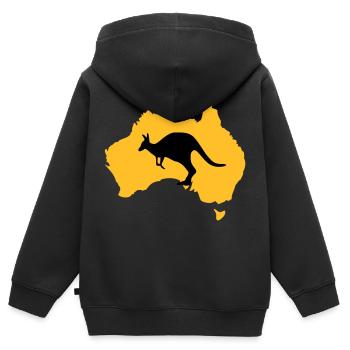 Australien - Kinder Premium Organic Zip Hoodie - Schwarz - Hinten - AI Model Kid Male (0cm)