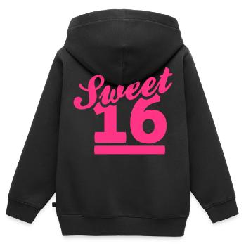 sweet 16 - Kinder Premium Organic Zip Hoodie - Schwarz - Hinten - AI Model Kid Male (0cm)