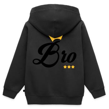 Frère Frangin Frere Naissance Bébé Frérot - Sweat Premium à capuche zippé enfant bio - noir - Dos - AI Model Kid Male (0cm)