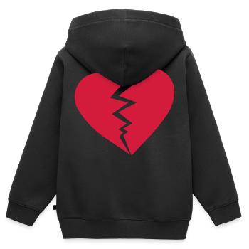 cœur brisé - Sweat Premium à capuche zippé enfant bio - noir - Dos - AI Model Kid Male (0cm)