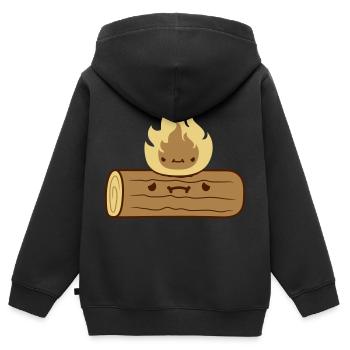 Clipart Holzscheit verbrennt - Kinder Premium Organic Zip Hoodie - Schwarz - Hinten - AI Model Kid Male (0cm)