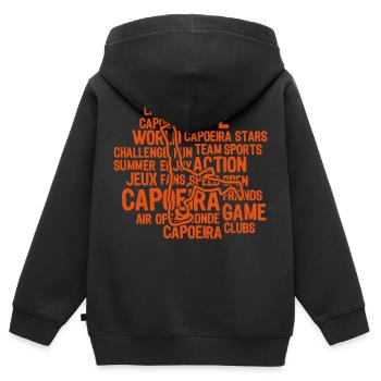 capoeira texte mots - Sweat Premium à capuche zippé enfant bio - noir - Dos - AI Model Kid Male (0cm)