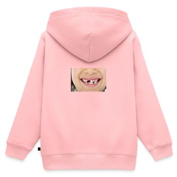 Dents de lait - Sweat Premium à capuche zippé enfant bio - rose - Dos - AI Model Kid Female (0cm)
