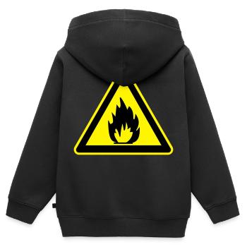 inflammable sign - Kinder Premium Organic Zip Hoodie - Schwarz - Hinten - AI Model Kid Male (0cm)