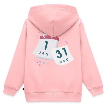 Kalender Silvester - Kinder Premium Organic Zip Hoodie - Rosa - Hinten - AI Model Kid Female (0cm)