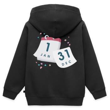 Kalender Silvester - Kinder Premium Organic Zip Hoodie - Schwarz - Hinten - AI Model Kid Male (0cm)