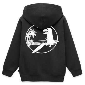 Dinosaure Dino - Sweat Premium à capuche zippé enfant bio - noir - Dos - AI Model Kid Male (0cm)