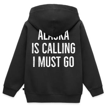 Alaska appelle je dois y aller - Sweat Premium à capuche zippé enfant bio - noir - Dos - AI Model Kid Male (0cm)