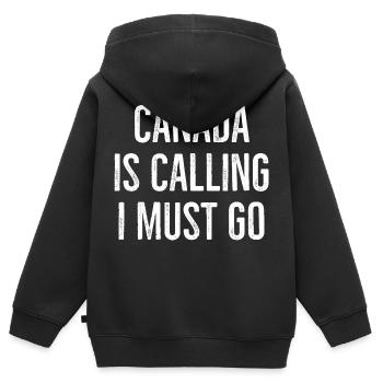 Le Canada appelle, je dois y aller - Sweat Premium à capuche zippé enfant bio - noir - Dos - AI Model Kid Male (0cm)