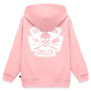 NATURAL BORN GRILLER - Grillen BBQ Steak Barbecue - Kinder Premium Organic Zip Hoodie - Rosa - Hinten - AI Model Kid Female (0cm)