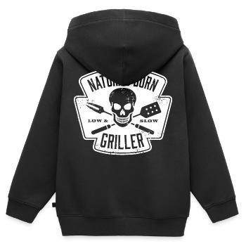 NATURAL BORN GRILLER - Grillen BBQ Steak Barbecue - Kinder Premium Organic Zip Hoodie - Schwarz - Hinten - AI Model Kid Male (0cm)