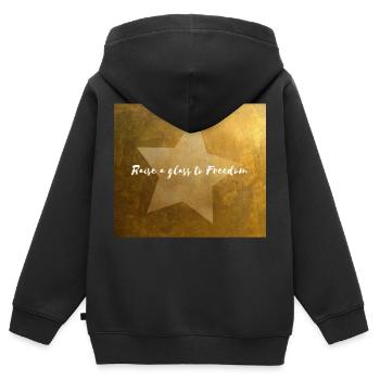 Lever un verre à la liberté - Sweat Premium à capuche zippé enfant bio - noir - Dos - AI Model Kid Male (0cm)