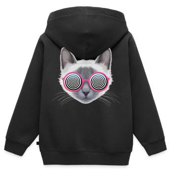 Hypnotische Katze - Kinder Premium Organic Zip Hoodie - Schwarz - Hinten - AI Model Kid Male (0cm)