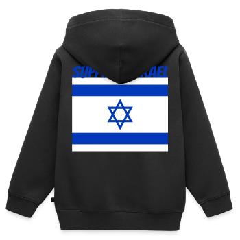 Support Israel - Kinder Premium Organic Zip Hoodie - Schwarz - Hinten - AI Model Kid Male (0cm)