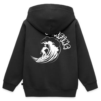 Vague Surf Surf Surf Surf Surfer - Sweat Premium à capuche zippé enfant bio - noir - Dos - AI Model Kid Male (0cm)