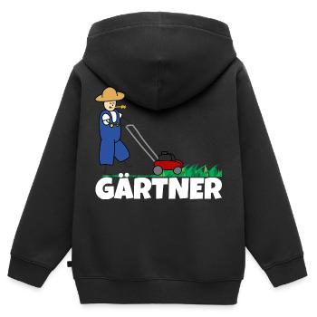 Gärtner Rasen mähen - Kinder Premium Organic Zip Hoodie - Schwarz - Hinten - AI Model Kid Male (0cm)