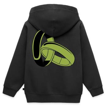 ringe - Kinder Premium Organic Zip Hoodie - Schwarz - Hinten - AI Model Kid Male (0cm)