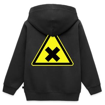 Avertissement de danger pour la santé - Sweat Premium à capuche zippé enfant bio - noir - Dos - AI Model Kid Male (0cm)