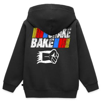 Secouer N Beacon - Sweat Premium à capuche zippé enfant bio - noir - Dos - AI Model Kid Male (0cm)