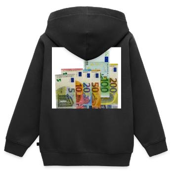 euro banknotes - Kinder Premium Organic Zip Hoodie - Schwarz - Hinten - AI Model Kid Male (0cm)