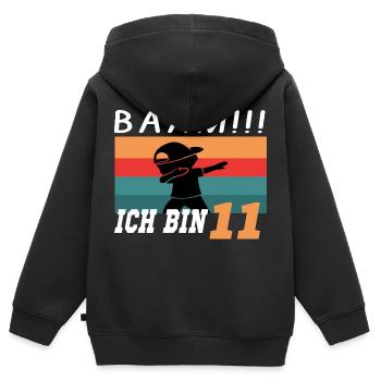 11.Geburtstag Bääm Ich Bin 11 Jahre Geburtstag - Kinder Premium Organic Zip Hoodie - Schwarz - Hinten - AI Model Kid Male (0cm)