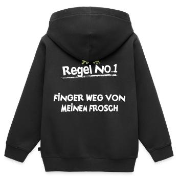 Frösche Frosch - Kinder Premium Organic Zip Hoodie - Schwarz - Hinten - AI Model Kid Male (0cm)