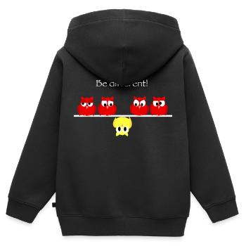 Be different - think different mit kleinen Eulen - Kinder Premium Organic Zip Hoodie - Schwarz - Hinten - AI Model Kid Male (0cm)