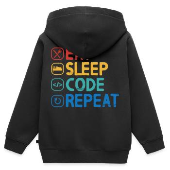 Eat Sleep Code Repeat - Kinder Premium Organic Zip Hoodie - Schwarz - Hinten - AI Model Kid Male (0cm)