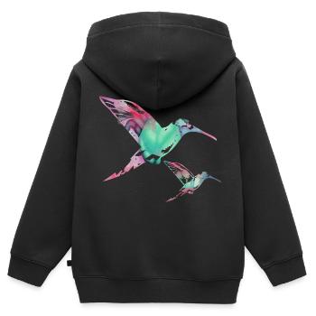 kolibri, graffiti ,malerei, blumen,vogel,malerei, - Kinder Premium Organic Zip Hoodie - Schwarz - Hinten - AI Model Kid Male (0cm)