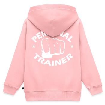 Certified Personal Trainer, Personal Trainer, GYM - Sweat Premium à capuche zippé enfant bio - rose - Dos - AI Model Kid Female (0cm)