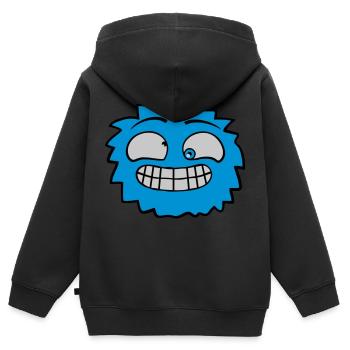 Haariges Monster Gesicht - Kinder Premium Organic Zip Hoodie - Schwarz - Hinten - AI Model Kid Male (0cm)