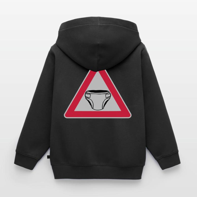 Caution Shield Couche Sweat Premium à capuche zippé enfant bio