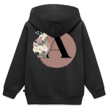 Buchstabe A - Kinder Premium Organic Zip Hoodie - Schwarz - Hinten - AI Model Kid Male (0cm)