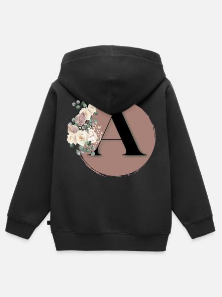 Buchstabe A - Kinder Premium Organic Zip Hoodie - Schwarz